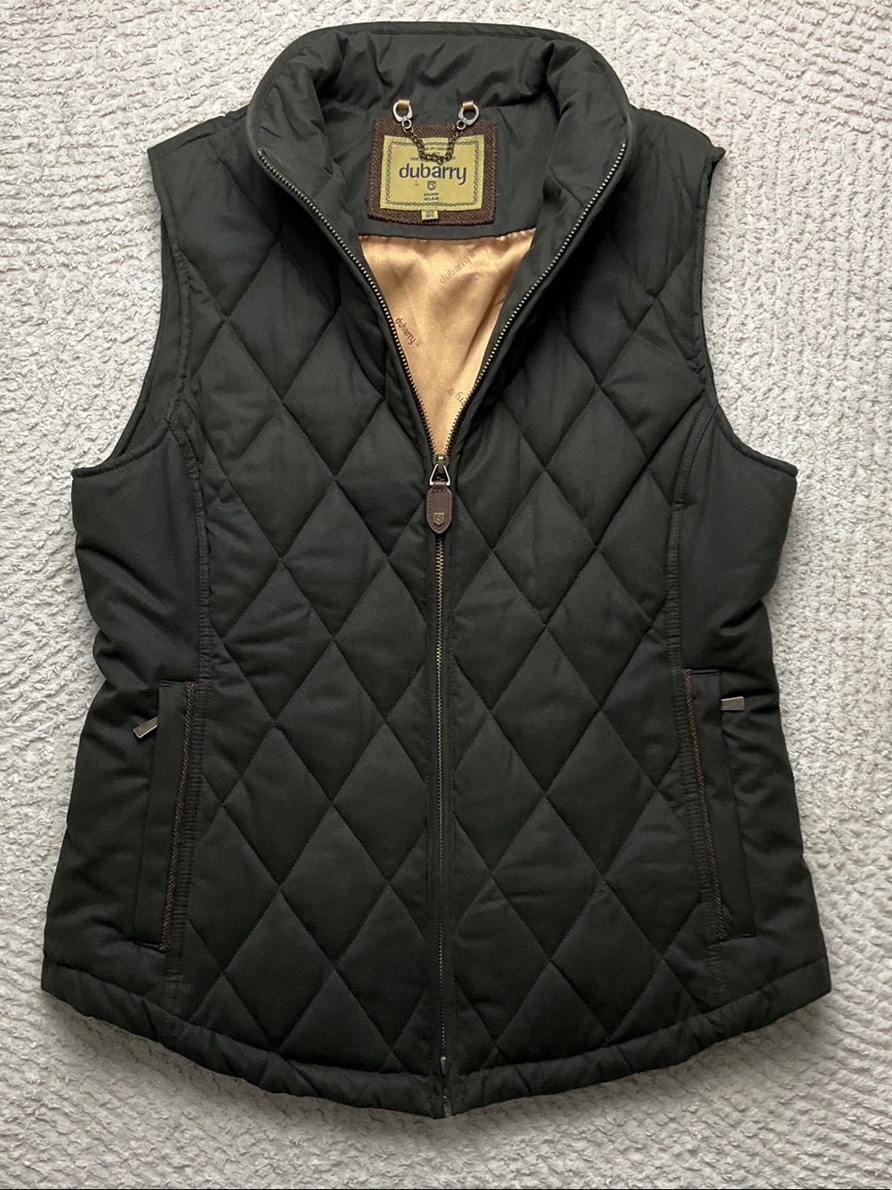 Dubarry of Ireland Quilted Black Diamond-Pattern Vest Estimated Size M